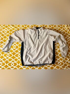 PING Collection Men's 1/4 Zip Golf Windbreaker Jacket Beige/Black Polyester L